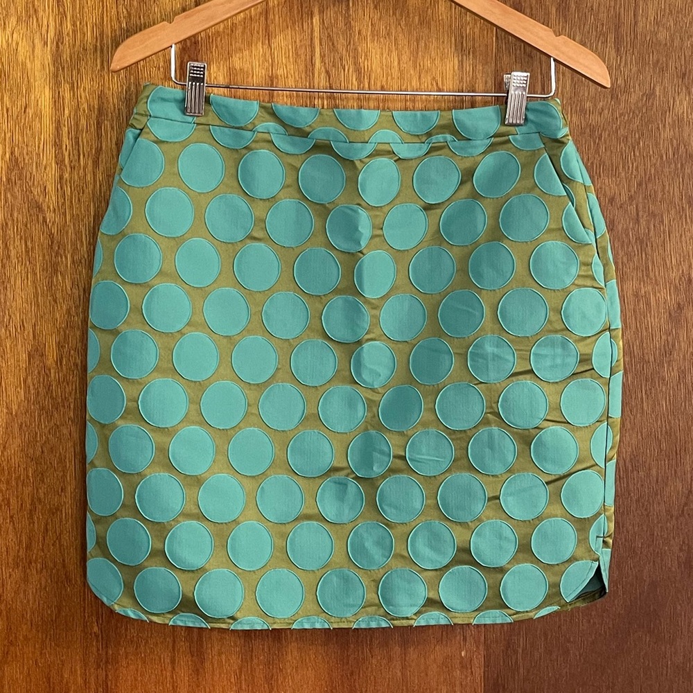 BODEN Skirt in Green Polka Dot Sz 8